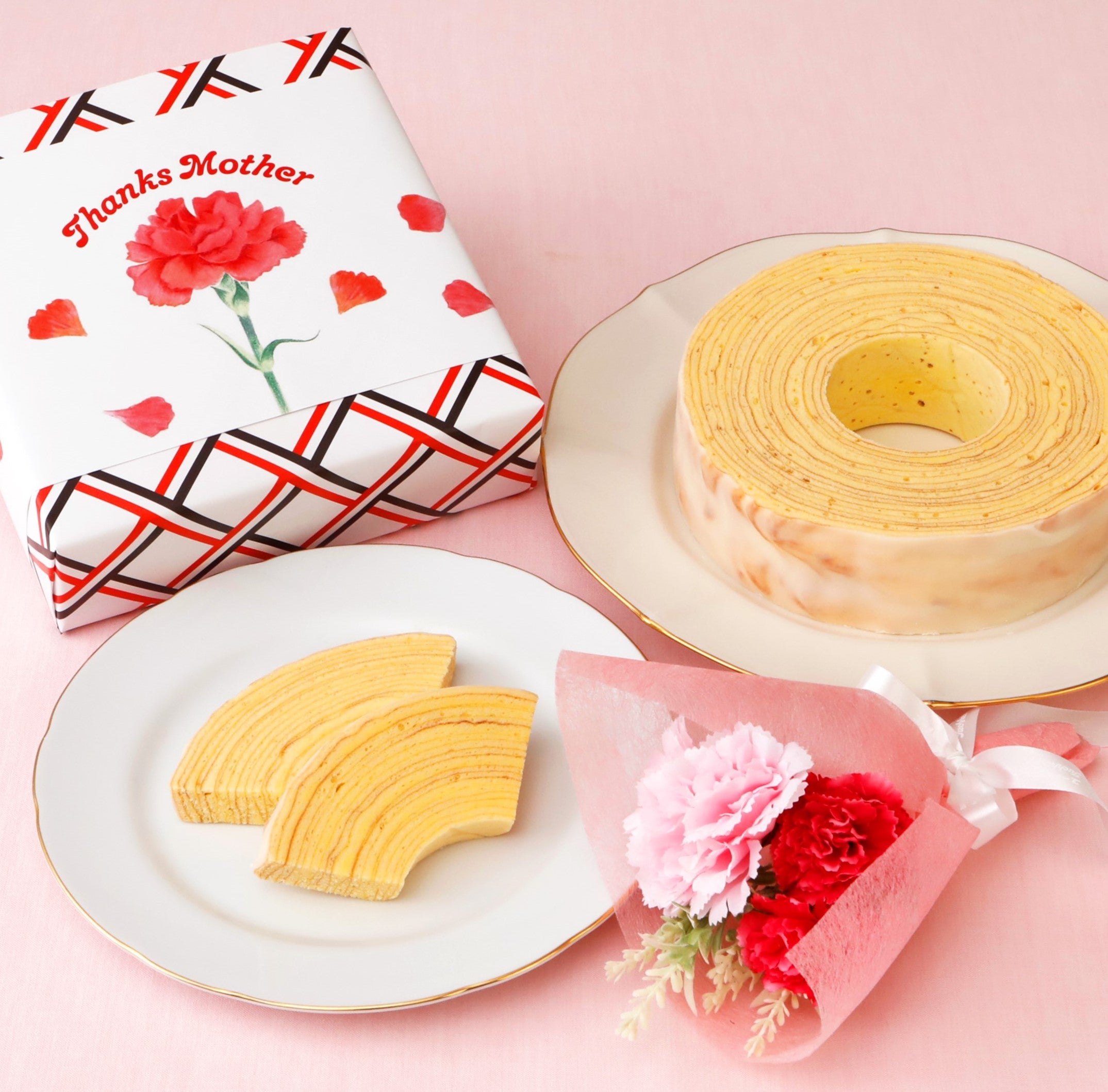 母の日ブーケセット(ユーハイムバウム)【4/24以降出荷】